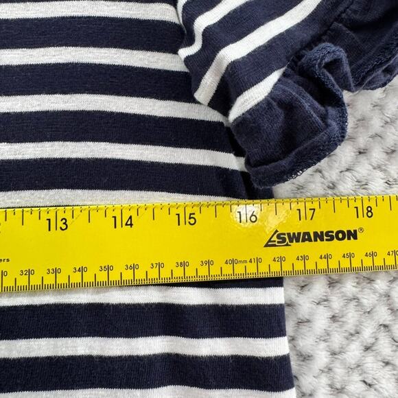 Boden Dress Women US4R Blue White Striped Emily Ruffle Jersey Stretch Crew Neck - Picture 11 of 13